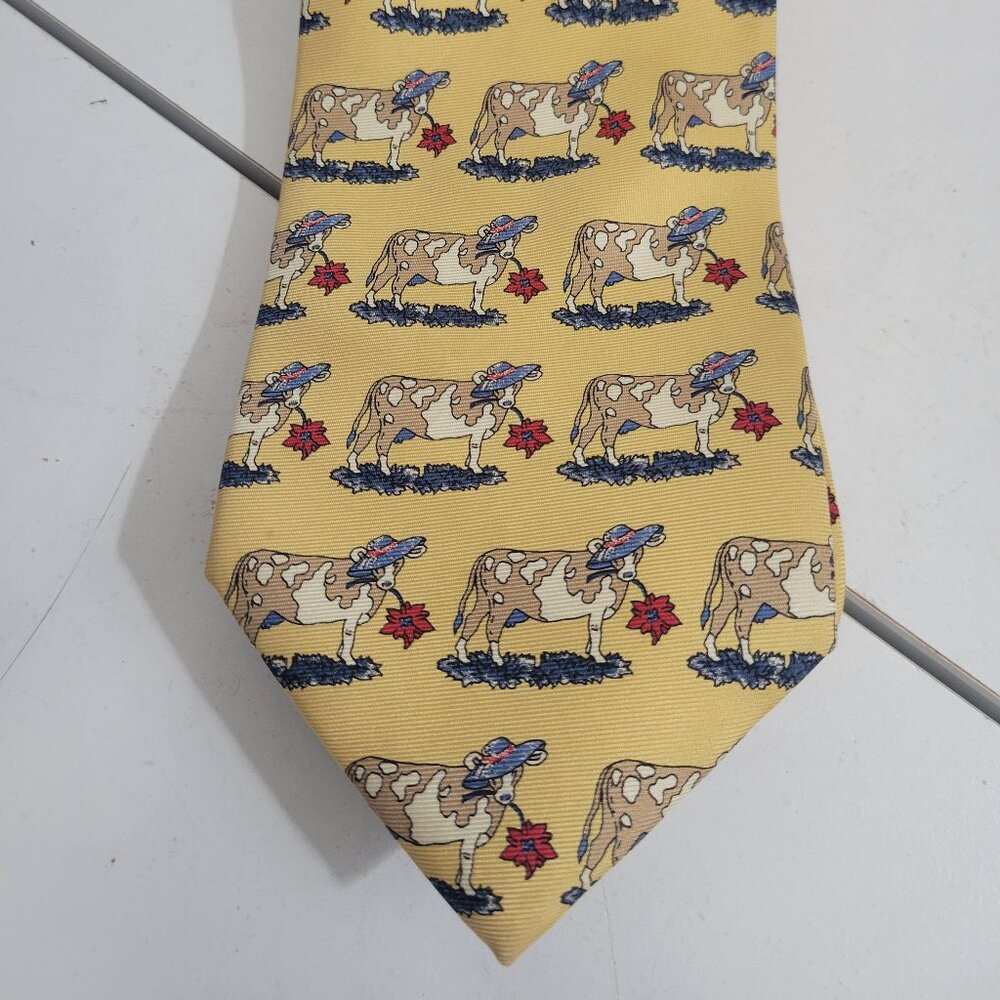 Men's 100% Silk Tie Andrew's Ties with Cows